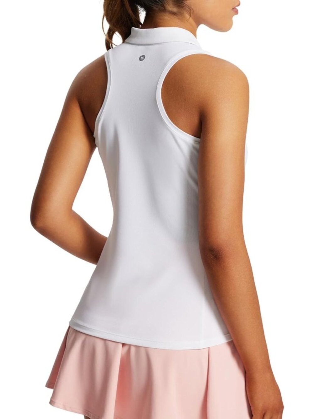 Sleeveless Golf Polo Shirt for Women, Racerback with Zipper Collar, Activewear